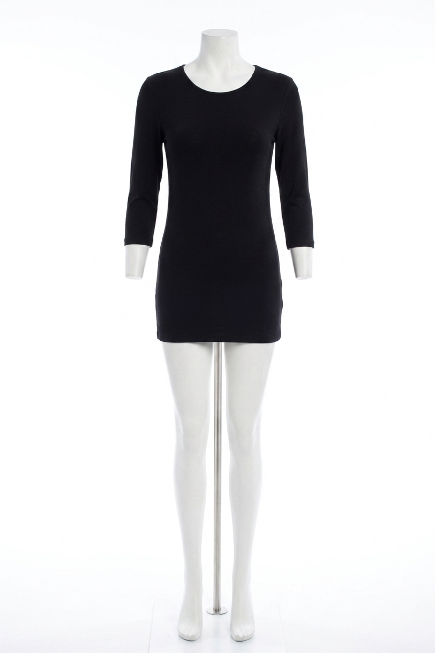 NEW ANGEL asymmetrical 3/4 sleeve tunic top in black